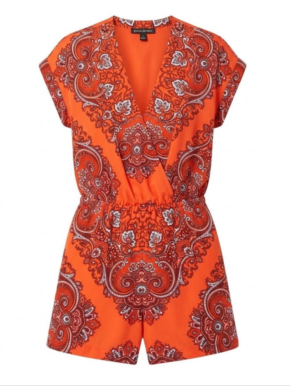 Banana Republic Orange Paisley Print Romper Size 2